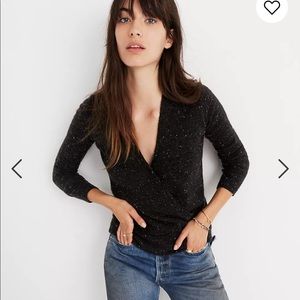 Madewell Donegal Wrap-Front Pullover Sweater in Coziest Yarn